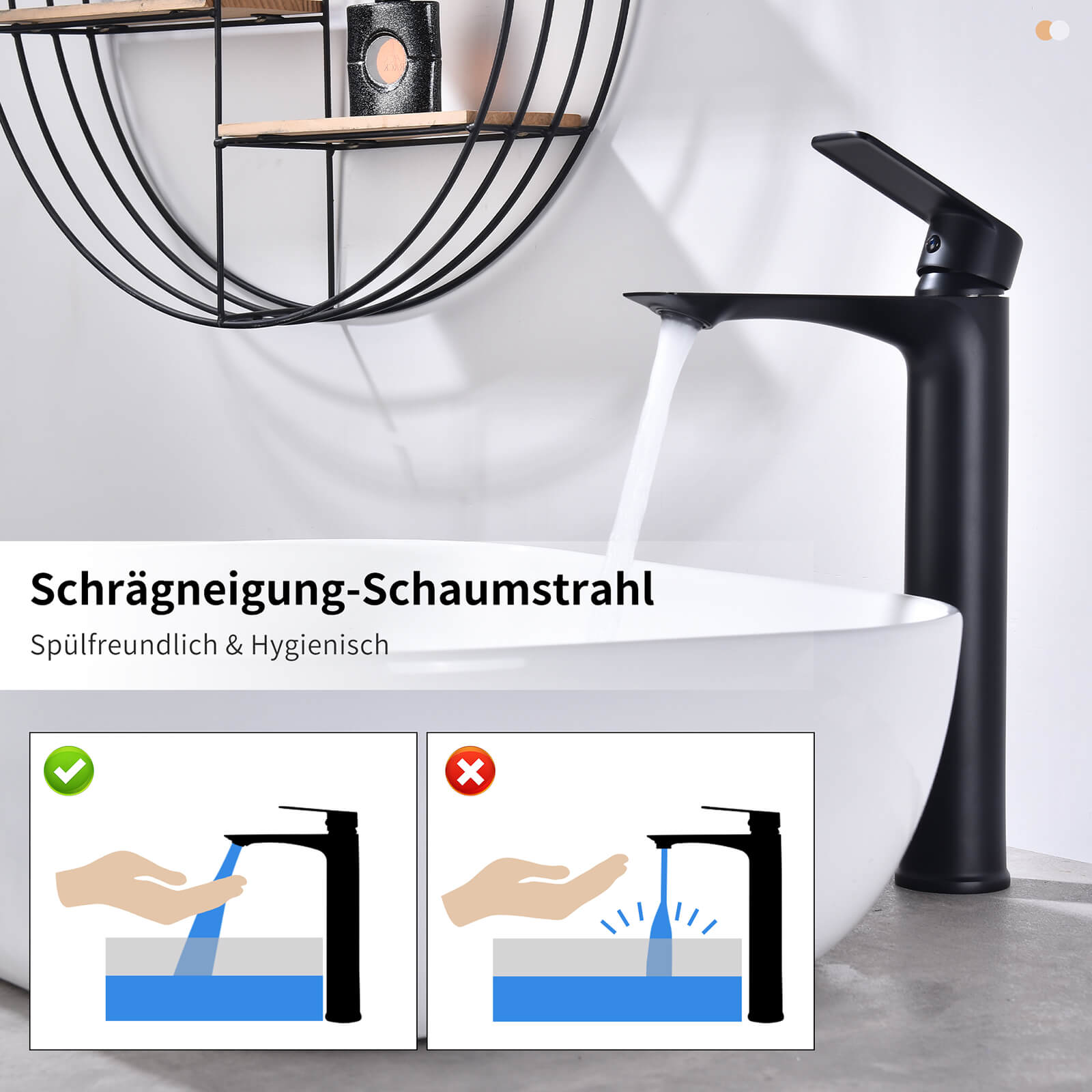 Homelody Waschtischarmatur Hohe Auslaufhöhe waschtischarmatur bad Waschbecken-Armatur