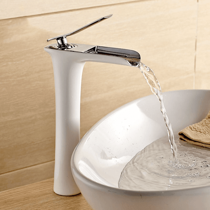 HOMELODY Messing Wasserfall Wasserhahn Bad Hoch, Waschtischarmatur Badarmatur