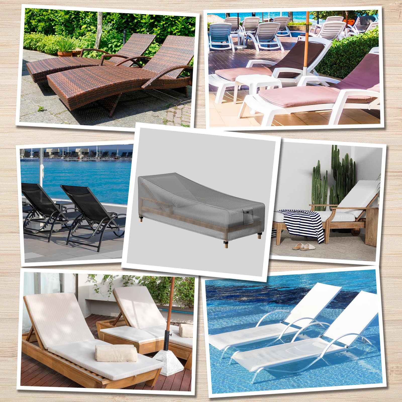 Gartenliege Abdeckung mit Air Vent, Schnalle Riemen, 200x75x40/70cm Anti-UV, Wasserdicht Winddicht, Liegenabdeckung 600D Heavy Duty Oxford, Reißfest