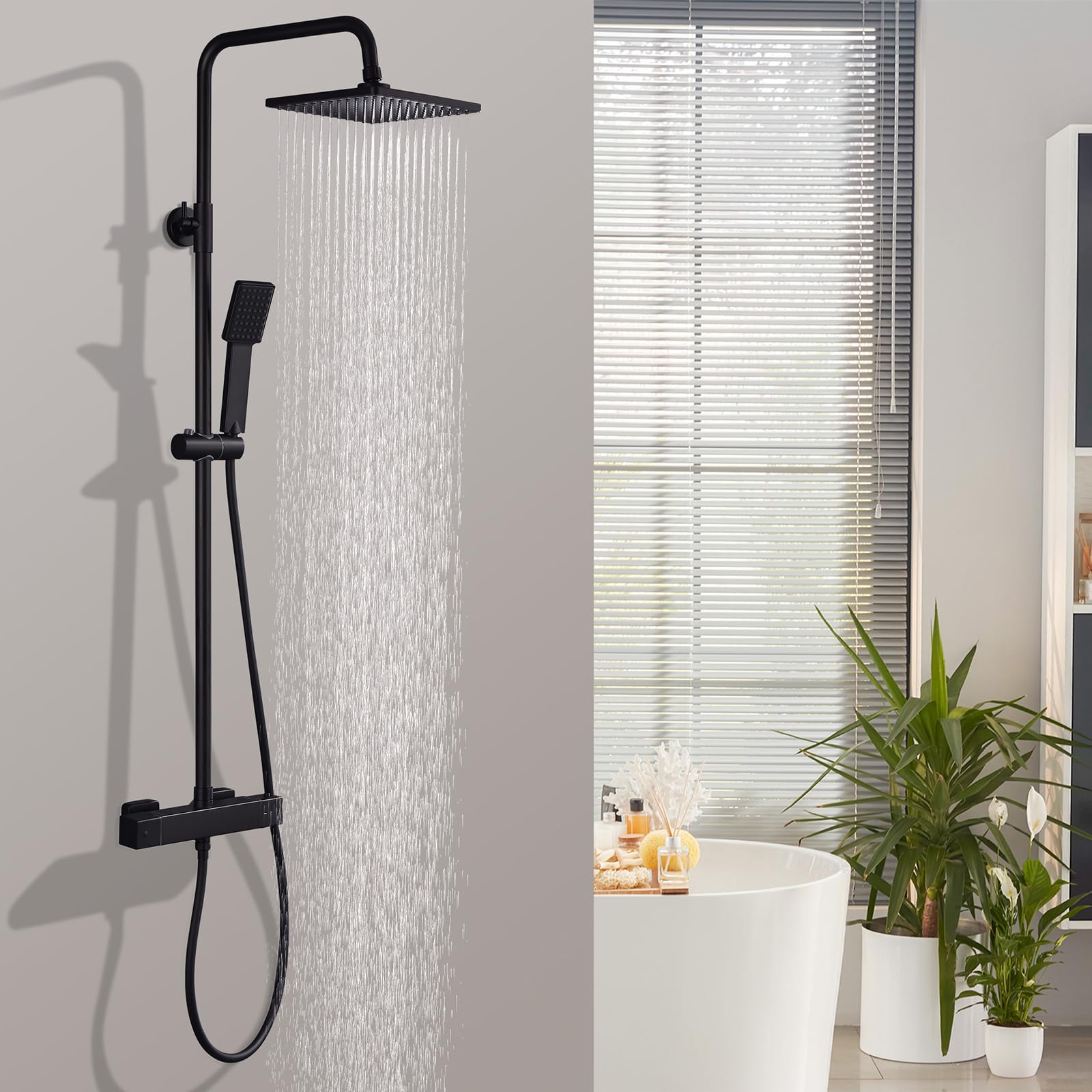 Produktbild von Homelody Duschsystem Schwarz Regendusche Duschset Ohne Armatur Mit Übe