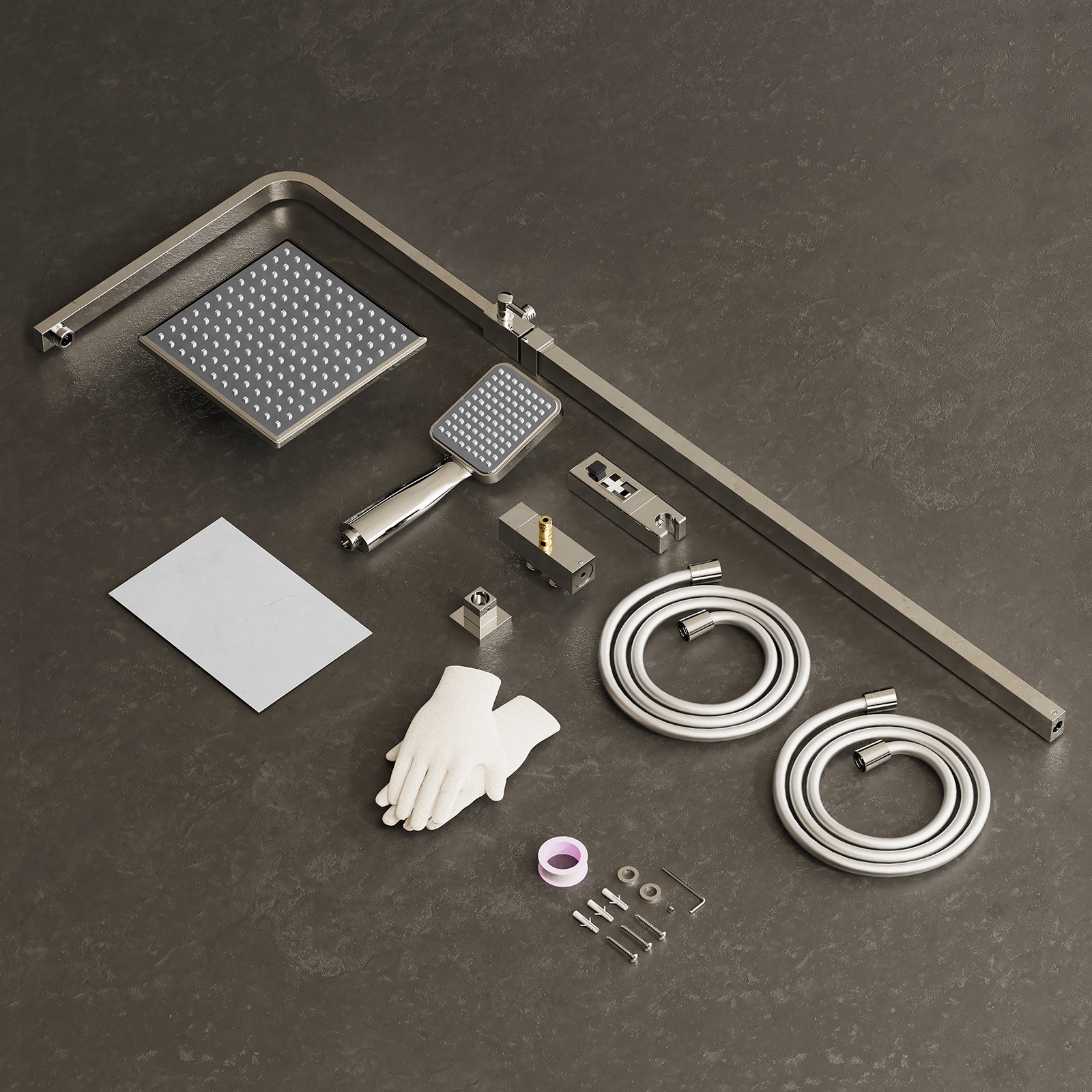 HOMELODY Duschsystem 3 Funktion Thermostat Duschsystem Regendusche mit Duscharmatur, quadratischem Duschkopf