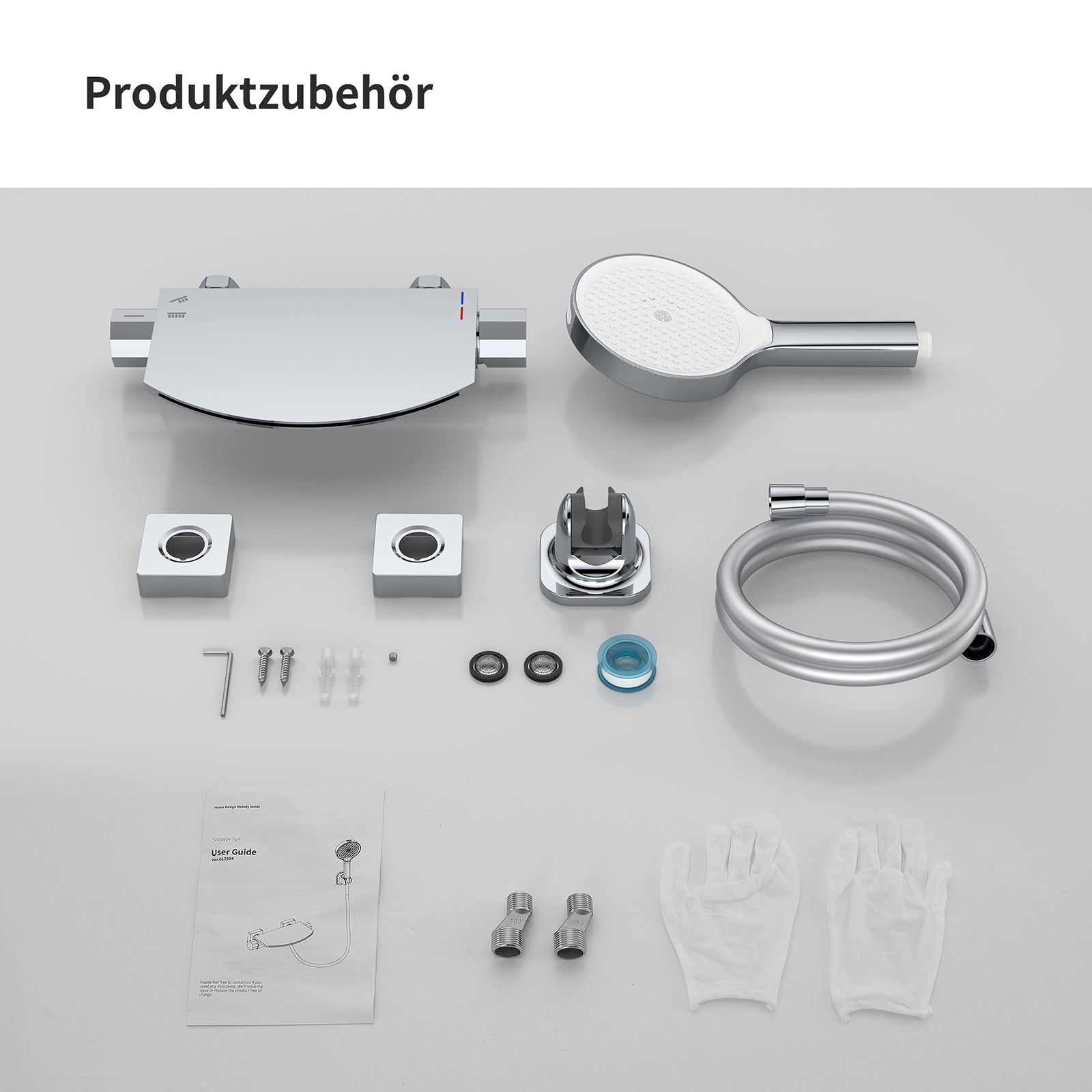 HOMELODY Wasserfall-Badewannen-Mischbatterie mit 4-Funktions-Handbrause