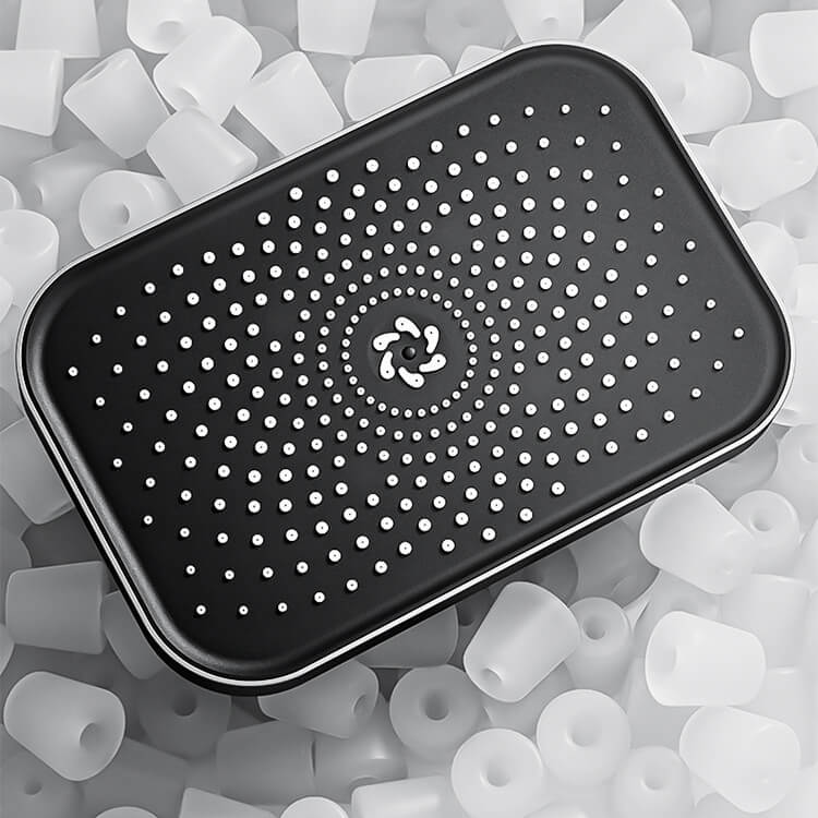 Homelody Quadrat 40°C Thermostat-Duschsäule Digitaler Bildschirm mit Ablagebrett Duschset mit Badewannenmischer für das Badezimmer 4 Funktionen, Umgebungslicht