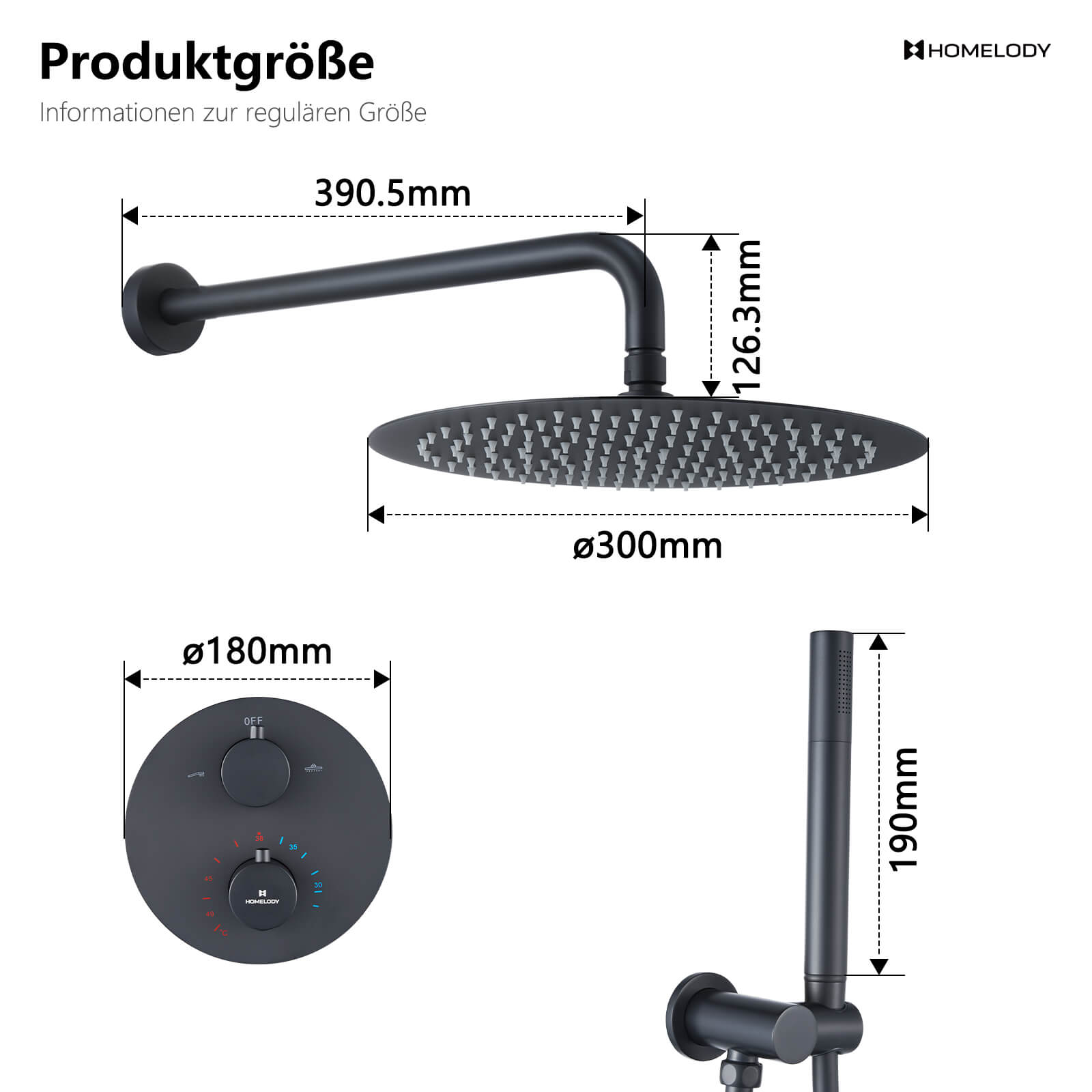 Eingebautes Duschsystem