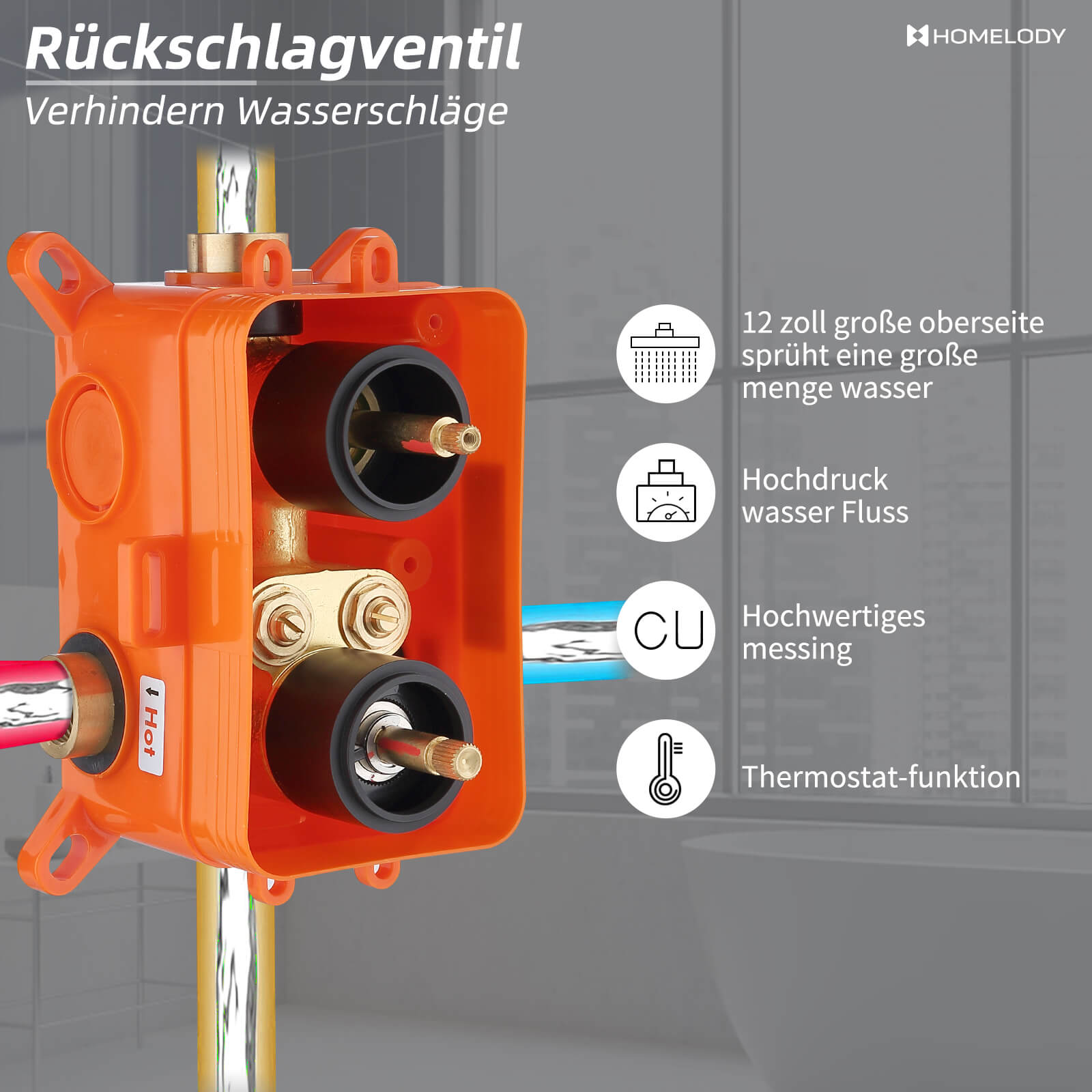 Thermostatisches Duschsystem 38°C