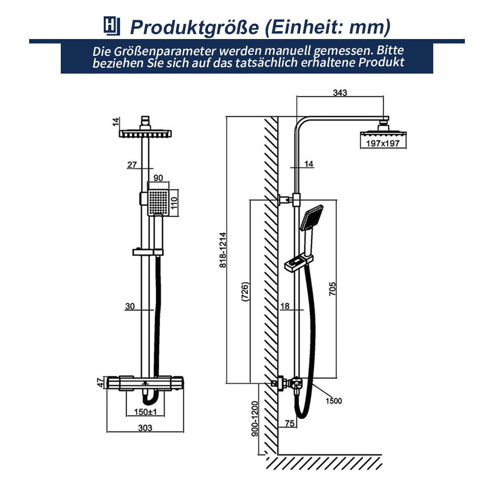 höhe duscharmatur homelody