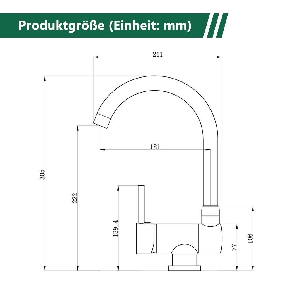 Küchenarmatur Schwenkbar 360° drehbar